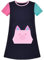 Mädchen Kleid T-Shirt Baumwolle Farbkontrast Schweinchen Tasche Kurzarm Gr. 104