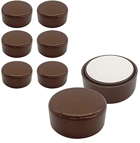 SKIR'CO Lot de 8 pieds de meubles en plastique réglables en hauteur, ronds de 55 mm, autocollants pour meubles, avec autocollants (8, marron)