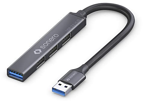 sonero® USB-Hub 4-Port - 1x USB 3.2 (5 GB/s), 3x USB 2.0 (480 MB/s) - A-Stecker, Ultra Slim, Space Grey, 1,00m