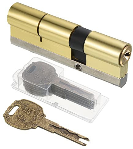 PATIKIL 32.5/57.5 (90mm Globale) Européen Double Serrure Cylindre, Porte Cylindre Serrure avec 2 Rénovation Clés/ 6 Propriétaire Clés