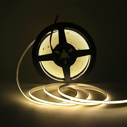 KISUFU USB 5V COB LED Strip, 320 LED/M Warm White TV Backlight, Hochdichte Dimmbare 3000K Streifen, Kontinuierlich (3m, Warmes Weiß)