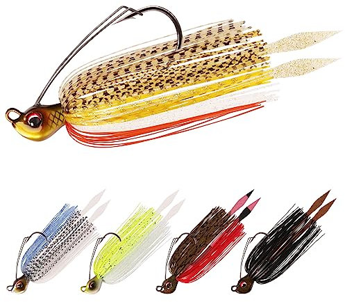 TRUSCEND Titanium Weed Guard Swim Jig mit Ultraglattem, Teflon Beschichtetem BKK-Haken, Tour Grade Skirted Schwimmen Jigkopf, Lockerheit-Proof Edelstahl Draht gebunden Bass Jigs Köder für Bass