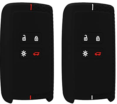 kwmobile 2X Autoschlüssel Silikon Cover kompatibel mit Renault 4-Tasten Smartkey Autoschlüssel (nur Keyless Go) Hülle - Schlüsselhülle Case in Schwarz Rot Schwarz Weiß