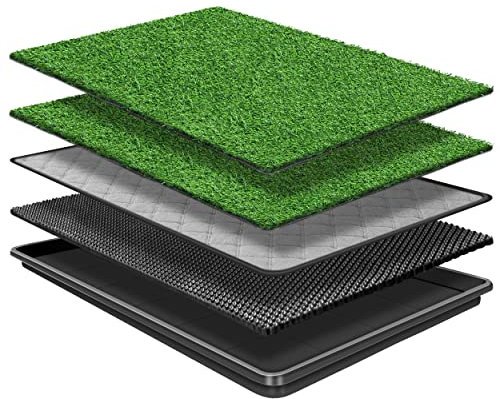 GoldOuya 60 x 90 cm Hundegras-Pad mit Tablett für Innen-und Außenbereich,große Hunde-Töpfchentraining ist EIN komplettes Töpfchensystem Gras-Pinkelpads für Hunde mit Tablett ist wiederverwendbar