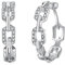 GemKing DY110094-S-W-WH Newest Tik Tok Trendy Top End Chain Clasped Rhodium-Plated 925 Sterling Silver 5A Zircon Baguette Stud Earrings