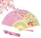 ZoomPlay Folding Hand Fan, Handheld Fan Bamboo Hand Fan for Birthday Gifts Dancing Cosplay Wedding Party, Green Pink