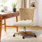 HULALA HOME Modern Home Office Chair Comfortable Upholstered Boho Armless Desk Chair, Adjustable Swivel Rolling Computer Chair with Rattan Mid-Back Support, BEIGE