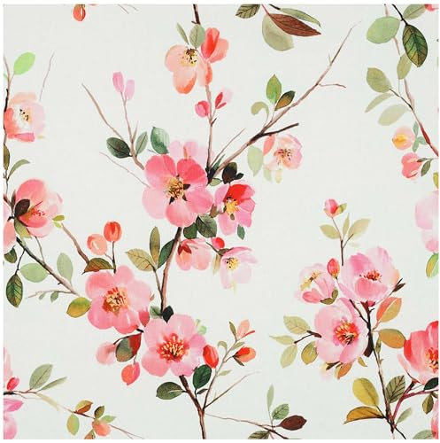 0,5m bedruckter Canvas-Stoff Baumwollstoff Meterware Oeko-Tex zertifiziert, Motivwahl, Motiv:Blüten | weiß