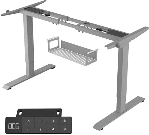 TRIUMPHKEY Höhenverstellbarer Schreibtisch, 2 Motoren, mit USB und Type-C-Ladeanschluss, Höhenverstellbarer Schreibtisch Gestell, 3 Memory Steuerung, Grau