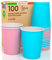 100 Bicchieri in Carta 200ml Mix Happy Ecologici Biodegradabili Monouso Made in Italy Asporto Bevande Calde Acqua - MIX di Colori Rosa Azzurro - Prodotto e Confezionato in Italia