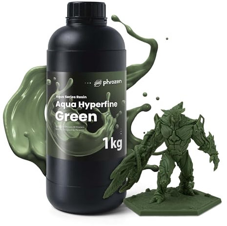 Phrozen Aqua Hyperfine-Green | 3D Drucker Resin für LCD 3D Printer mit 12K+ Auflösung | 405nm Standard Photopolymer Druck Harz | Hohe Präzision, Stabile Druckqualität - Armee Grün (1kg)