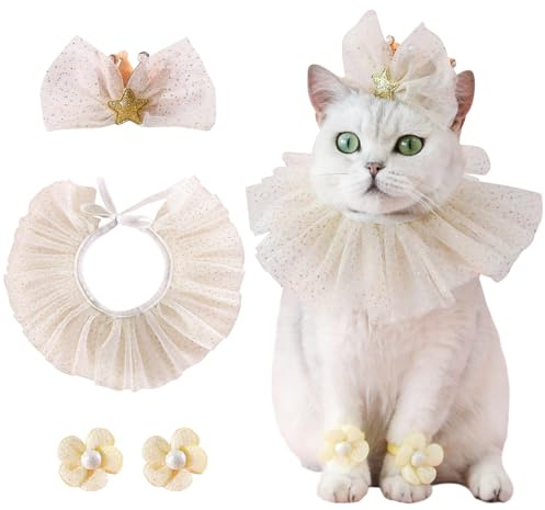 Haustier Geburtstagshut Schal Set für Welpen Prinzessin Kostüme Hund Glitzer Fliege Hut Pailletten Bandana niedliches Spitzenkatzen-Outfit Blume Hunde Beinring Haustier Partyzubehör