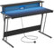 VASAGLE Gaming Desk with LED Lights and Built-In Power Outlets, Computer Desk with Monitor Shelf, Gaming Table for 2 Monitors, Office Desk, for Bedroom, 60 x 120 x 76 cm, Carbon Black LWD292B02