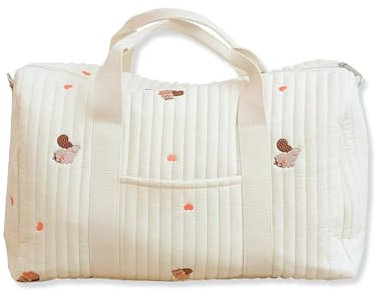 SONARIN Große Kapazität Stickerei Baby Wickeltasche,Leichte Reisetasche Handgepäck Wickel Umhängetasche Tragetasche Henkeltaschen Babytasche mit Schulterriemen(Eichhörnchen)