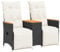 vidaXL Gartensofa, Sofa 2-Sitzer mit Tisch Verstellbare Rückenlehne Fußstütze, Lounge Sitzgruppe für Garten Terrasse, Gartenmöbel, Schwarz Poly Rattan