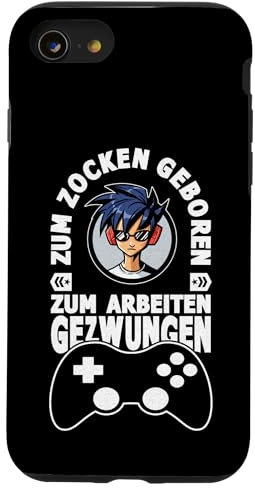 Hülle für iPhone SE (2020) / 7 / 8 Gamer PC Outfit Zum Zocken geboren zum Arbeiten gezwungen