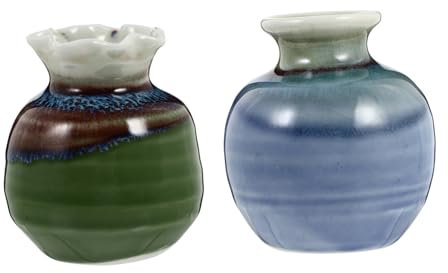 Keramikvase im 2 Stück, Kleine Dekorative Tischvase für Zuhause