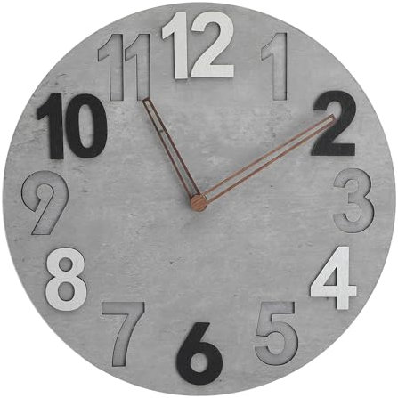 Btstil Groß Wanduhr Ohne Tickgeräusche, 30cm Modern Holz 3D Wanduhren, Lautlos Wanduh MDF Modern Vintage für Kinderzimmer Küche Wohnzimmer, Büro