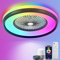 EKDADL 24 Low Profile Ceiling Fans with Lights, Smart RGB Ceiling Fan with Alexa/Google Assistant/APP Control, Bladeless Flush Mount Enclosed Ceiling Fan Dimmable Color Changing LED Ambient Bedroom