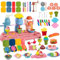 JONRRYIN Knete Zubehör Knete Dough Set für Kinder, 47 Stück Spielteig-Set mit 10 Modelliermasse, Nudel Eiscreme Spielset mit Knetwerkzeug, Spielzeug Geschenk Spielen mädchen Junge 2-10 Jahre (Pig1)