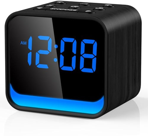 HOUSBAY Wooden Radio Alarm Clock - Dimmable Display for at-a-Glance Clock, Sleep-Friendly Light, Natural Alarm & Premium FM Radio for a Gentle Wake-Up