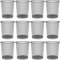 Detectalia Papelera Malla Metalica 10 Litros, Set de 12, Plata. Papelera Oficina, Papelera Reciclaje, Cubo de Basura, Papelera Escritorio, Cubo Basura Cocina, Papelera Baño, Tamaño Ø23,5 x 27 cm