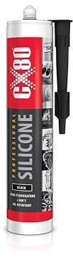CX80 | silicone nero ad alta temperatura | sigillante elastico permanente per temperature da -65 °C a +380 ° | Per edilizia, automobili e industriali, resistente a oli, benzina e grassi, cartuccia da