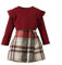 UUAISSO Vêtements pour Bébés Filles à Manches Longues Hauts Côtelés à Carreaux Motif Tweed Jupe Automne Bouton Tenues Ensembles Jupe-culotte bordeaux 2-3 ans