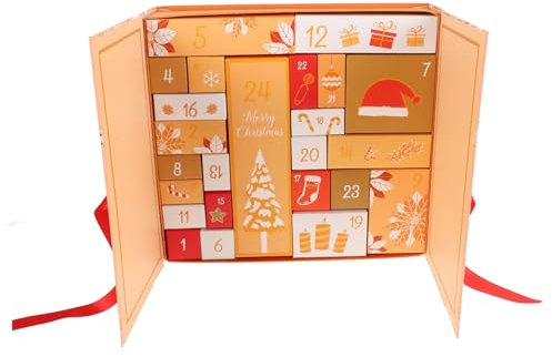 Calendario de Adviento vacío de bricolaje Calendario de cuenta regresiva navideña 24 días de sorpresas Caja vacía navideña de Navidad, Calendario de Adviento de dulces for hacer y llenar propias cajas