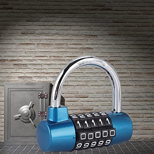 Padlock, No Key Required, Convenient to Use, 5-Digit Combination, Safe to Use, Security Item, Anti-Theft, Security Lock, Auxiliary Lock, Lock (Blue)