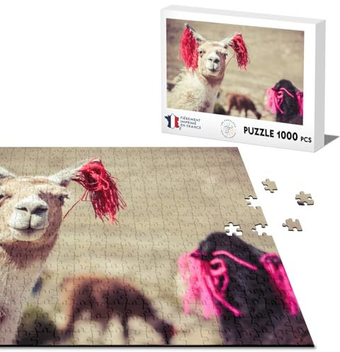 Klassisches Puzzle, 1000 Teile, Foto von Lama in Peru, Bänder, Dekoration, Traditionelle Kulturen