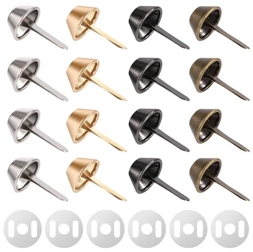 Taschenfüße Bodennägel für Taschen, 200 Stück Leder Metallfüße Studs Nieten Rundnieten Standfüße für Lederarbeiten DIY Handwerk Geldbörse Gürtel (4 Farben)