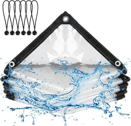 FOGAWA Lona Transparente Exterior 2 x 1 m Toldo Transparente, Lonas Impermeables Exterior con Ojales Plastico Invernadero para Plantas Invernadero Jardines Camiones Cenadores
