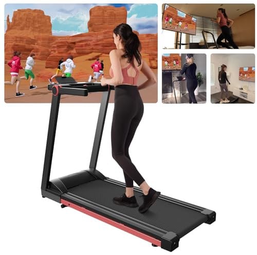 Lacuffy Laufband Klappbare 16 km/h Geeignet für High-Tech-Geräte, Raceable Laufband mit Steigung Max 158kg, Laufband für Zuhause mit APP-Steuerung, Treadmill mit KI-Training und Multi-Runner-Rennen