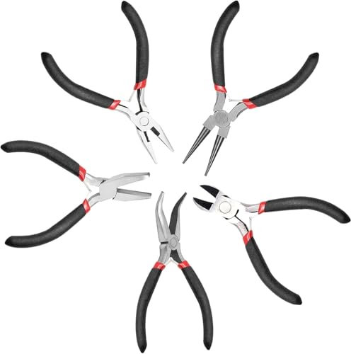 Pliers Set Jewellery Making Tools Reusable Round Nose Jewelry Pliers Jump Ring Tool Jewellery for DIY Handmade,Crafts,Earring（5Pcs ）