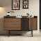 HAINEW Moderner Kommode Sideboard mit 2 Türen und 2 Schubladen, Aufbewahrungsschrank Buffetschrank Beistellschrank Buffet mit Verstellbarem Regal für Wohnzimmer und Esszimmer (Nussbaum+Schwarz)