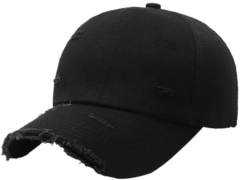 AIEOE Basecap Herren Vintage Used Look Cap 90s Baseball Cap Retro Baumwolle Baseballkappe Schwarz