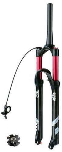 LPYDWZ Horquilla de Suspensión Neumática MTB 26/27.5/29 Recorrido de 140mm, Ajuste de Rebote 28.6mm Tubo Recto/Cónico Bloqueo Remoto QR de 9mm for Horquillas Delanteras de Bicicletas AM/XC(Remote lock