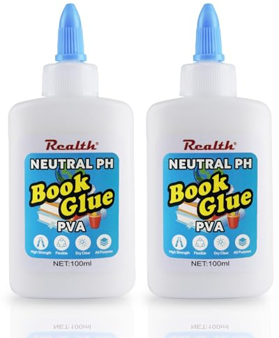 Realth Pegamento para Libros/Pegamento PVA | 200ml para Encuadernación | Universal Transparente de Secado | Ideal para Scrapbooking Manualidades y Tarjetas