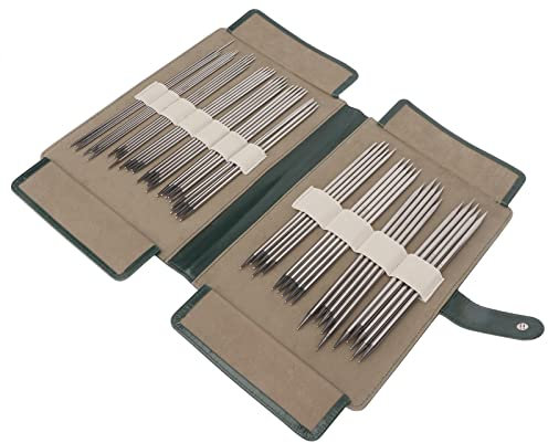 55 PCs Edelstahl Doppelspitzes Stricknadeln -Kit für Verschiedene Strickprojekte, Bequem mit Glänzendem Finish, Ideales -Werkzeug für Alle Handwerker, Vielseitige Größen