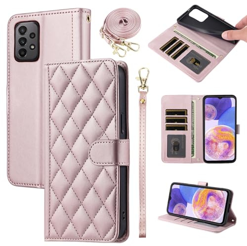 ELISORLI Handyhülle für Samsung Galaxy A52 4G/5G A52S Hülle mit Band Kartenfach Klappbar Geldbörse Ständer Leder Dünn Wallet A 52 S 52A 52S S52S S52 G5 Handy Hüllen Schutzhülle Phone Case Rosa