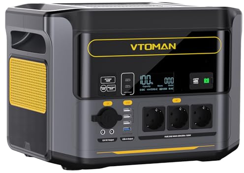 VTOMAN Centrale Elettrica Portatile 1000W, 828Wh LiFePO4 Batteria Power Station, Ricarica da 0-80% in 60 Minuti, Capacità Espandibile a 2376Wh, Generatore Solare per Campeggio, Viaggio, Emergenza