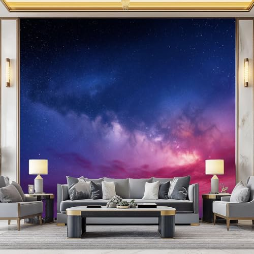 WHUOEUCO Fototapete Sternenhimmel Galaxie 350x256 cm 3D Wandbild Tapete, Modern Vlies Motivtapeten Groß Foto Tapete, Schlafzimmer Wohnzimmer Büro Wandtapete Deko