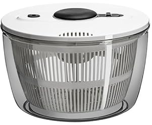 OUYNIEI Essiccatore manuale per verdure – Essiccatore per insalata domestica e cestino di scarico dell'acqua di frutta (bianco, tromba)