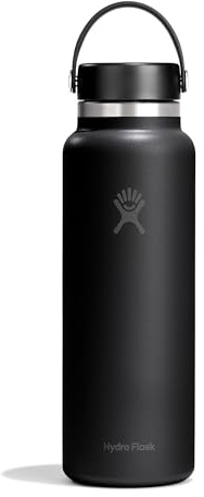 Hydro Flask – Wide Flex Cap 1,182 ml (40 oz) Bottle | Edelstahl, auslaufsicher – Kalt 24 Std., heiß 12 Std. isoliert – Black