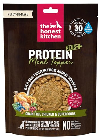 The Honest Kitchen Protein Plus+ Dehydrated Meal Topper: Grain Free Chicken Superfoods, 12oz Pouch