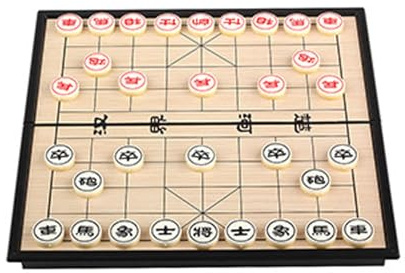 Schachbrett Holz Magnetisches chinesisches Schachspiel Xiangqi, tragbares Reise-Klappbrettspiel, traditionelle Klassische pädagogische Strategiespiele Schach(25 * 25 * 2cm)