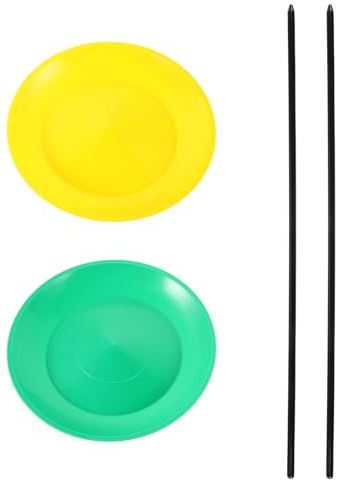 FOMIYES Set 2 Piatti Rotanti per Giocoleria con Bastoncini, Gioco di Abilità, Struttura Robusta e Facile da Usare, per Spettacoli Circensi e Intrattenimento Feste