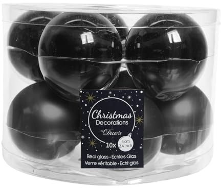 10 Weihnachtskugeln Glas 60mm (schwarz) Christbaumkugeln 6cm