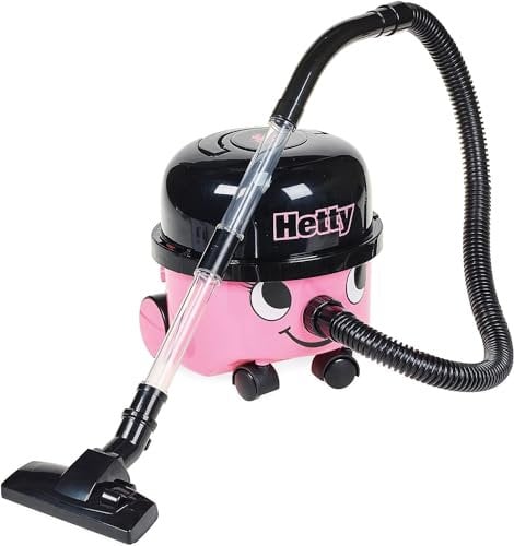 Casdon Henry Age 3+ & Hetty Toys - Hetty Vacuum Cleaner - Pink Vacuum Cleaner Toy with Real Function & Nozzle Accessories - Kids Cleaning Set - For Children Aged 3+
